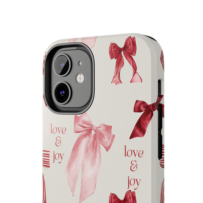 Love & Joy Phone Cases - Tough & Stylish, Holiday Gift, Floral Design, Durable Protection, Cute Accessory