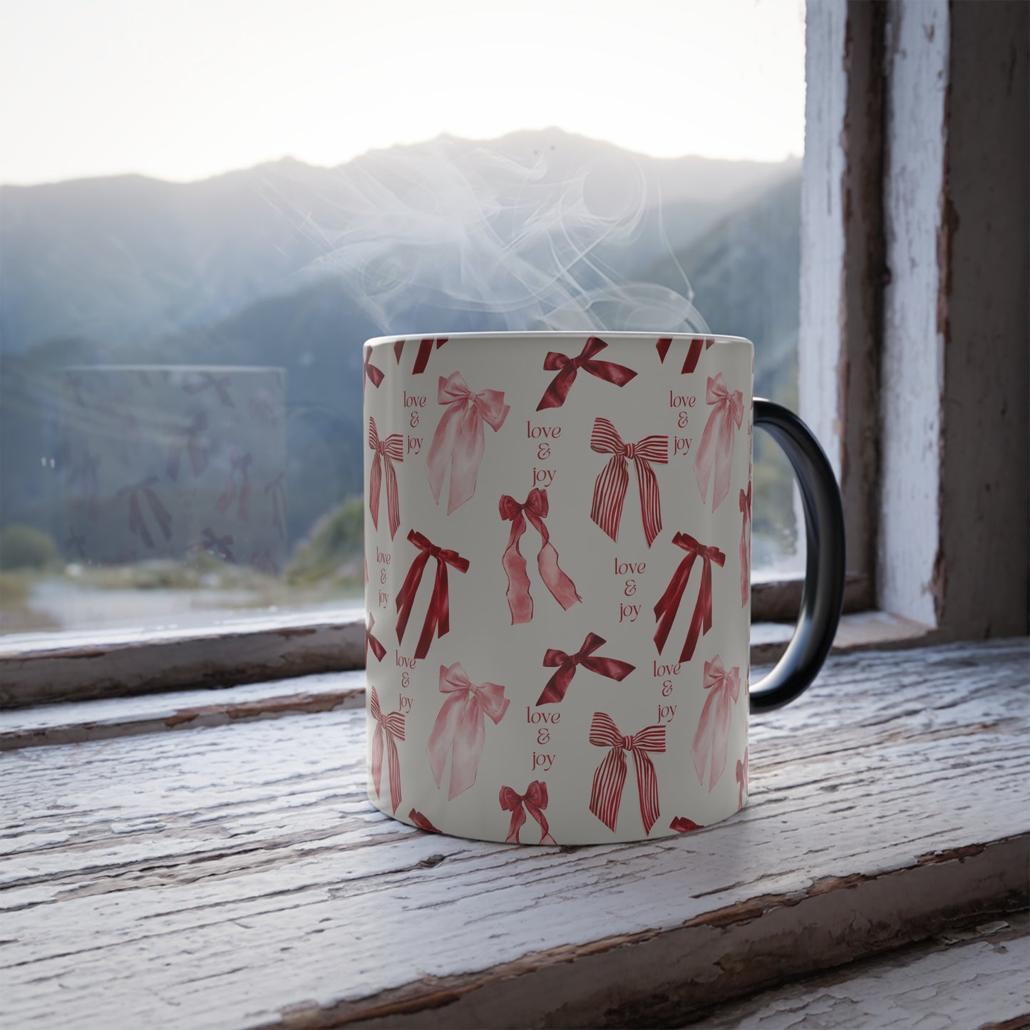 Color Changing Love & Joy Mug, Valentine's Day Gift, Inspirational Coffee Cup, Unique Present for Her, Whimsical Kitchenware