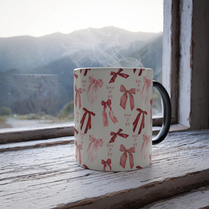 Color Changing Love & Joy Mug, Valentine's Day Gift, Inspirational Coffee Cup, Unique Present for Her, Whimsical Kitchenware