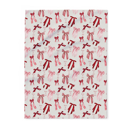 Cozy Ribbon Pattern Fleece Blanket - Soft Throw, Valentine's Gift, Home Decor, Warm Blanket for All Occasions, Decorative Gift