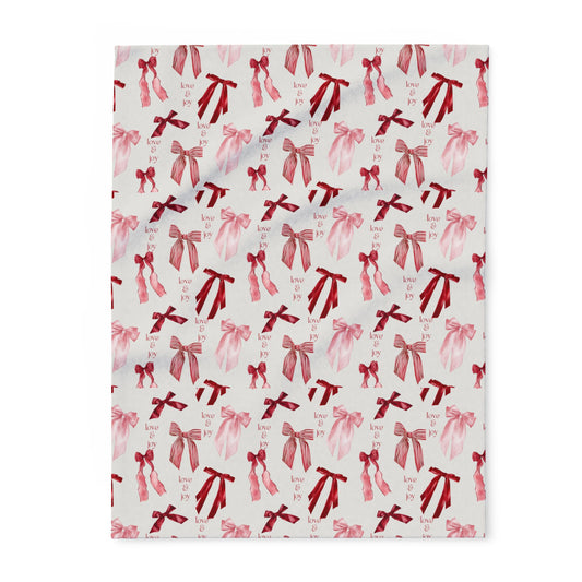 Cozy Ribbon Pattern Fleece Blanket - Soft Throw, Valentine's Gift, Home Decor, Warm Blanket for All Occasions, Decorative Gift