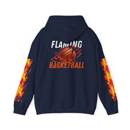 Flaming Basketball Unisex Hoodie, Cozy Sweatshirt for Game Day, Unique Sports Apparel, Gift for Basketball Lovers, Trendy Streetwear