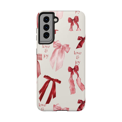 Love & Joy Phone Cases - Tough & Stylish, Holiday Gift, Floral Design, Durable Protection, Cute Accessory