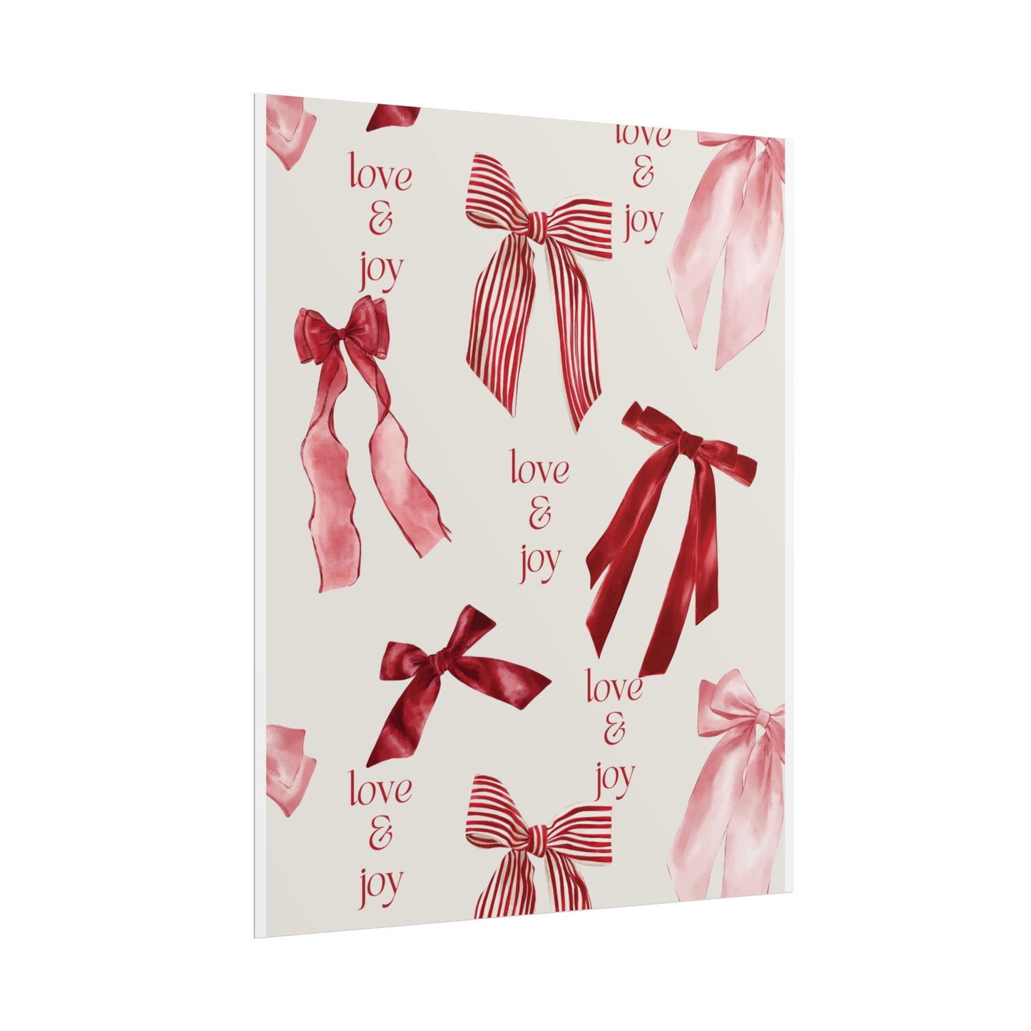 Festive Rolled Posters Featuring 'Love & Joy' Ribbon Design | Wall Art for Holidays, Home Decor, Gift Ideas, Christmas, Celebration