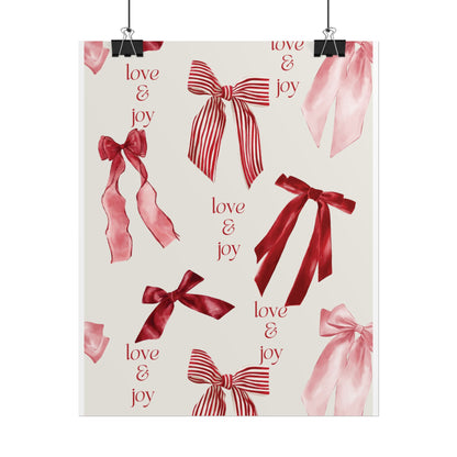 Festive Rolled Posters Featuring 'Love & Joy' Ribbon Design | Wall Art for Holidays, Home Decor, Gift Ideas, Christmas, Celebration