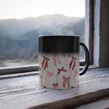 Color Changing Love & Joy Mug, Valentine's Day Gift, Inspirational Coffee Cup, Unique Present for Her, Whimsical Kitchenware