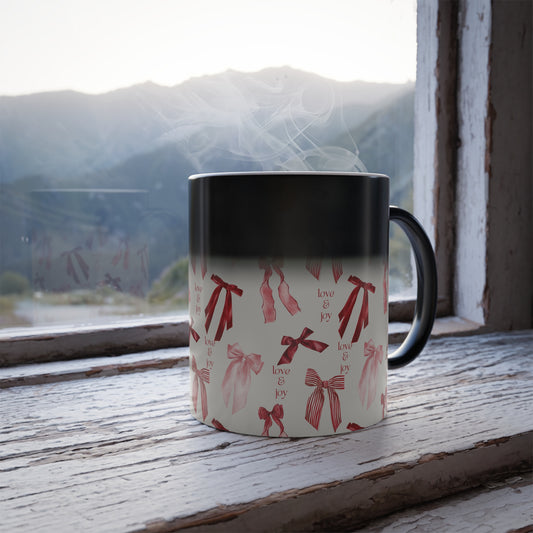 Color Changing Love & Joy Mug, Valentine's Day Gift, Inspirational Coffee Cup, Unique Present for Her, Whimsical Kitchenware