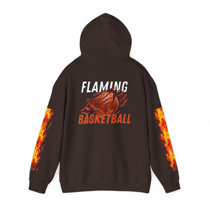 Flaming Basketball Unisex Hoodie, Cozy Sweatshirt for Game Day, Unique Sports Apparel, Gift for Basketball Lovers, Trendy Streetwear