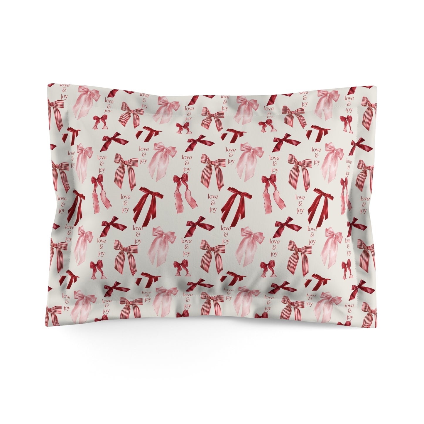 Charming Bow Microfiber Pillow Sham, Decorative Bed Pillow Cover, Cute Bedding Accent, Cozy Bedroom Decor, Gift for Her, Valentine’s Day