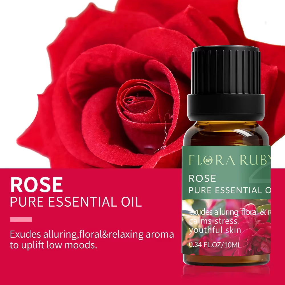 Essential Oils for Diffusers Lavender Eucalyptus Tea Tree Peppermint Rosemary Mint Bergamot Lemon Rose Pure Essential Oil 10Ml