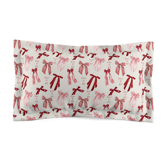 Charming Bow Microfiber Pillow Sham, Decorative Bed Pillow Cover, Cute Bedding Accent, Cozy Bedroom Decor, Gift for Her, Valentine’s Day