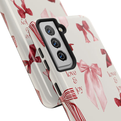 Love & Joy Phone Cases - Tough & Stylish, Holiday Gift, Floral Design, Durable Protection, Cute Accessory