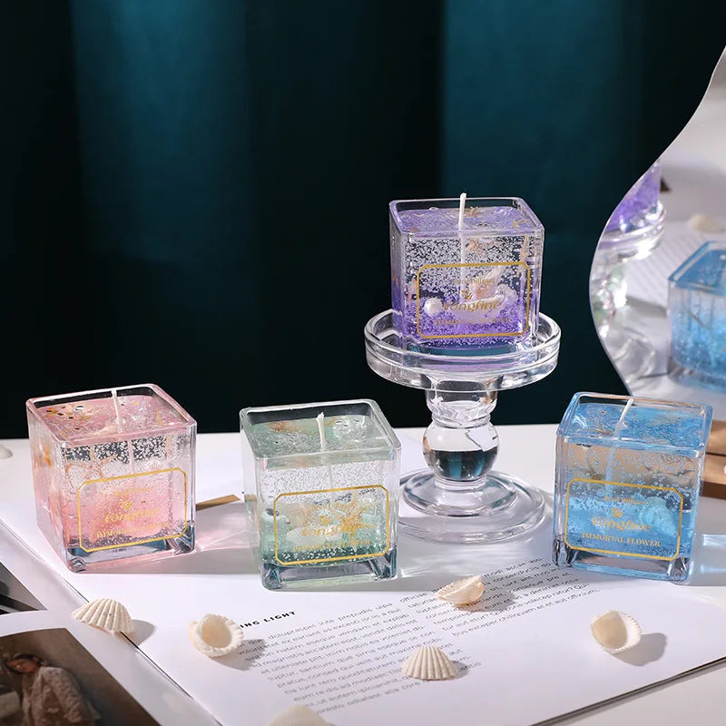 Fantastic Gel Wax Scented Candles Seashell Starfish Glass Cup Aromatherapy Candle Smokeless Romantic Wedding Candles Home Decor