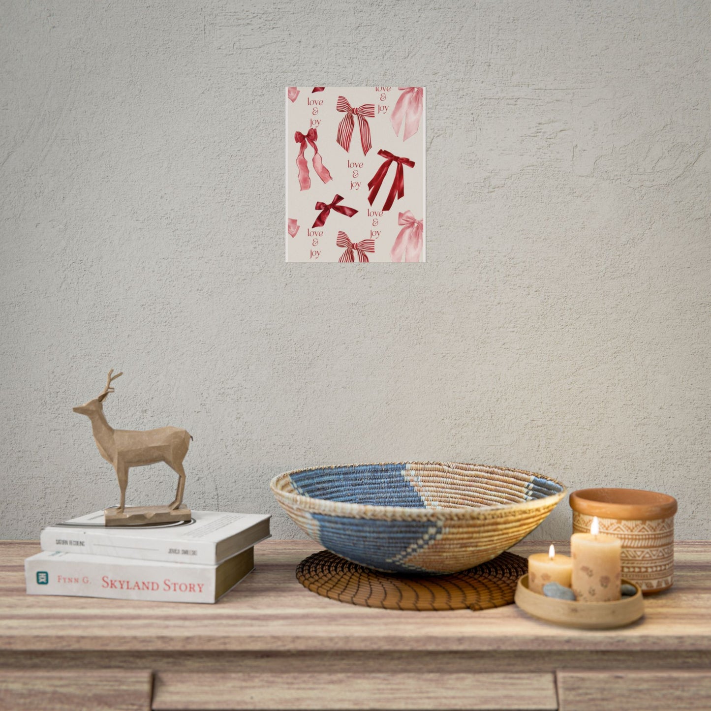 Festive Rolled Posters Featuring 'Love & Joy' Ribbon Design | Wall Art for Holidays, Home Decor, Gift Ideas, Christmas, Celebration
