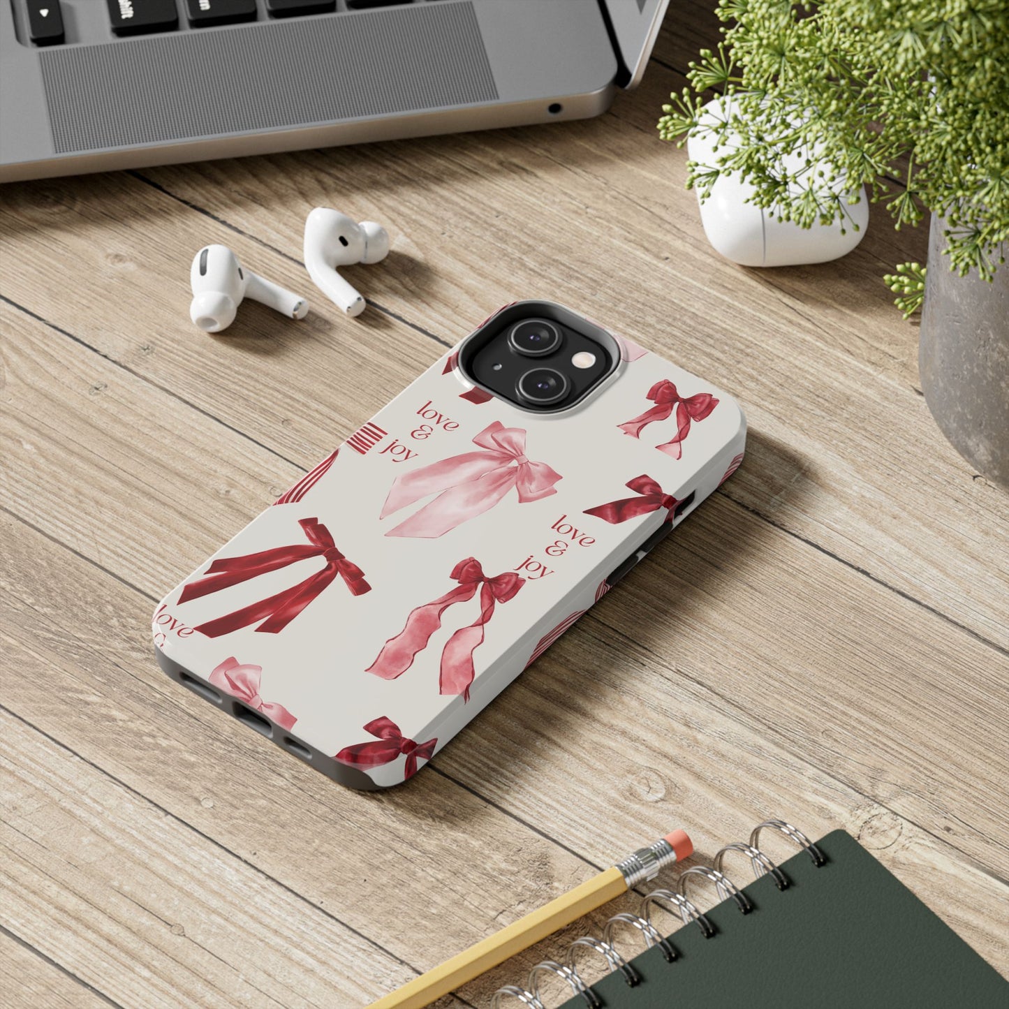 Love & Joy Phone Cases - Tough & Stylish, Holiday Gift, Floral Design, Durable Protection, Cute Accessory