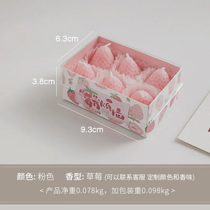1 Set Strawberry Scented Aromatic Candles Guest Gift Decorative Scented Candles Fruit Food Candles Boxes