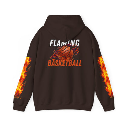 Flaming Basketball Unisex Hoodie, Cozy Sweatshirt for Game Day, Unique Sports Apparel, Gift for Basketball Lovers, Trendy Streetwear