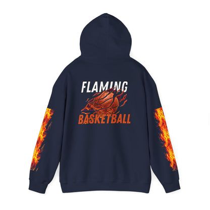 Flaming Basketball Unisex Hoodie, Cozy Sweatshirt for Game Day, Unique Sports Apparel, Gift for Basketball Lovers, Trendy Streetwear