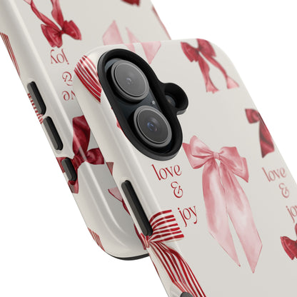 Love & Joy Phone Cases - Tough & Stylish, Holiday Gift, Floral Design, Durable Protection, Cute Accessory