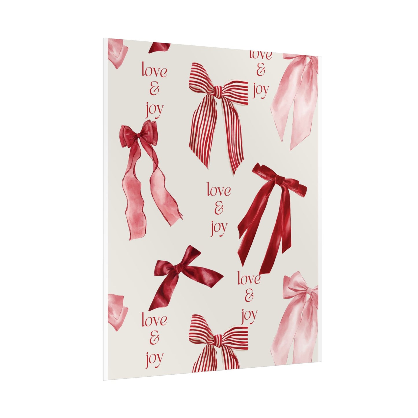 Festive Rolled Posters Featuring 'Love & Joy' Ribbon Design | Wall Art for Holidays, Home Decor, Gift Ideas, Christmas, Celebration