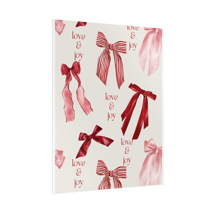 Festive Rolled Posters Featuring 'Love & Joy' Ribbon Design | Wall Art for Holidays, Home Decor, Gift Ideas, Christmas, Celebration
