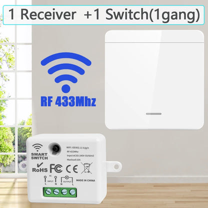 Wireless Smart Switch Light 433Mhz 1/2/3Gang 86 Wall Panel Switch with Remote Control Interruptor 10A 110V 220V for LED Lamp