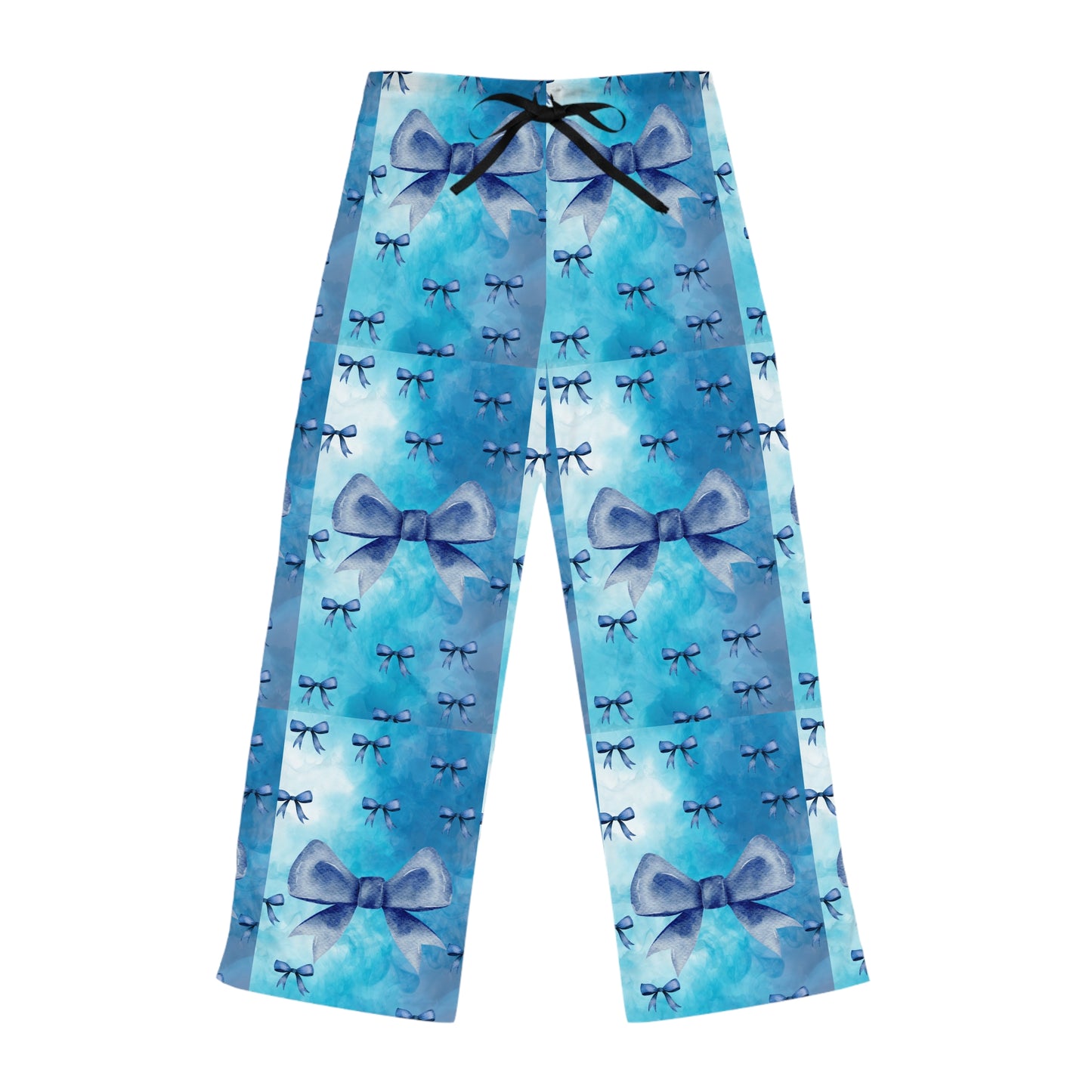 Cozy Women's Pajama Pants with Blue Bow Design, Comfortable Sleepwear, Relaxation Pants, Gift for Her, Loungewear, Homewear