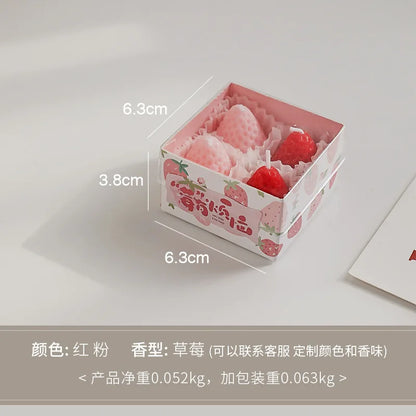 1 Set Strawberry Scented Aromatic Candles Guest Gift Decorative Scented Candles Fruit Food Candles Boxes
