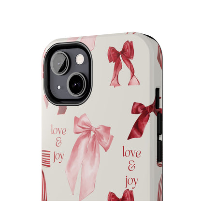 Love & Joy Phone Cases - Tough & Stylish, Holiday Gift, Floral Design, Durable Protection, Cute Accessory