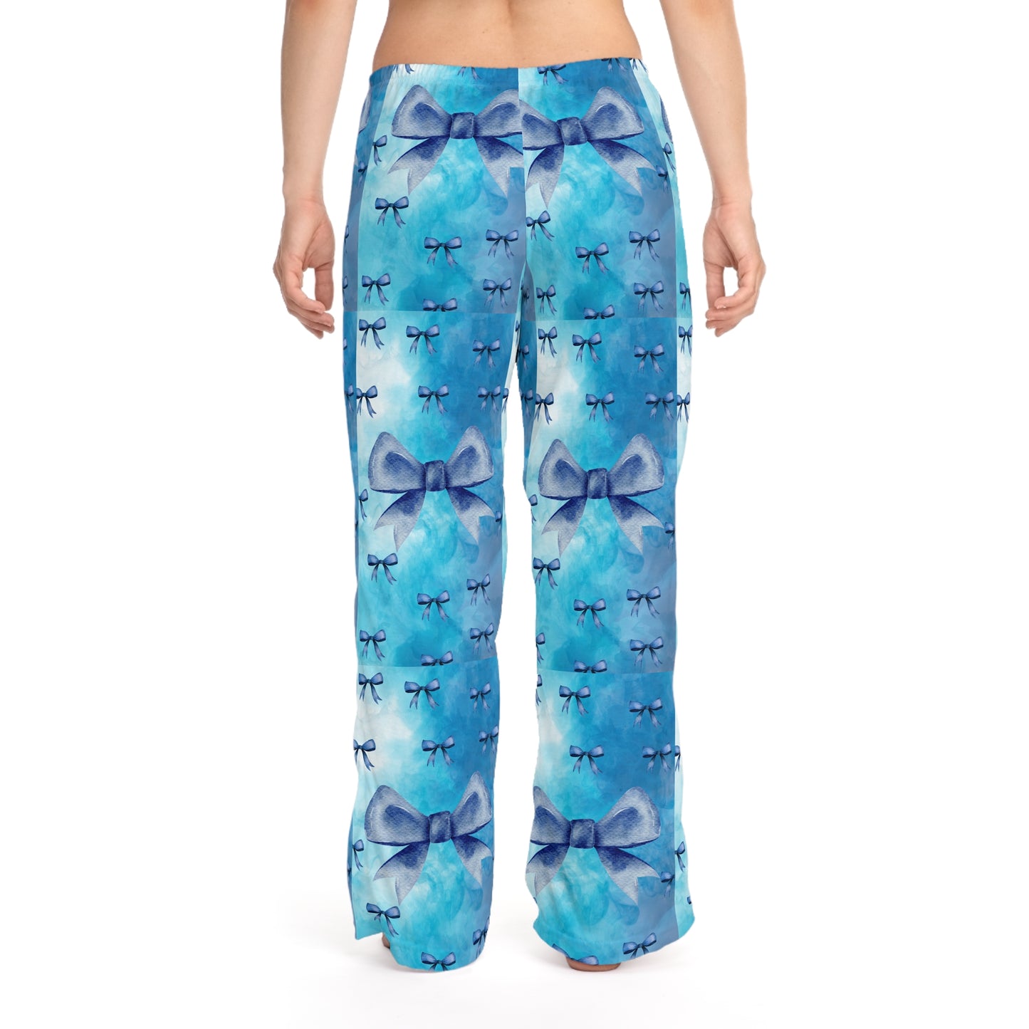 Cozy Women's Pajama Pants with Blue Bow Design, Comfortable Sleepwear, Relaxation Pants, Gift for Her, Loungewear, Homewear