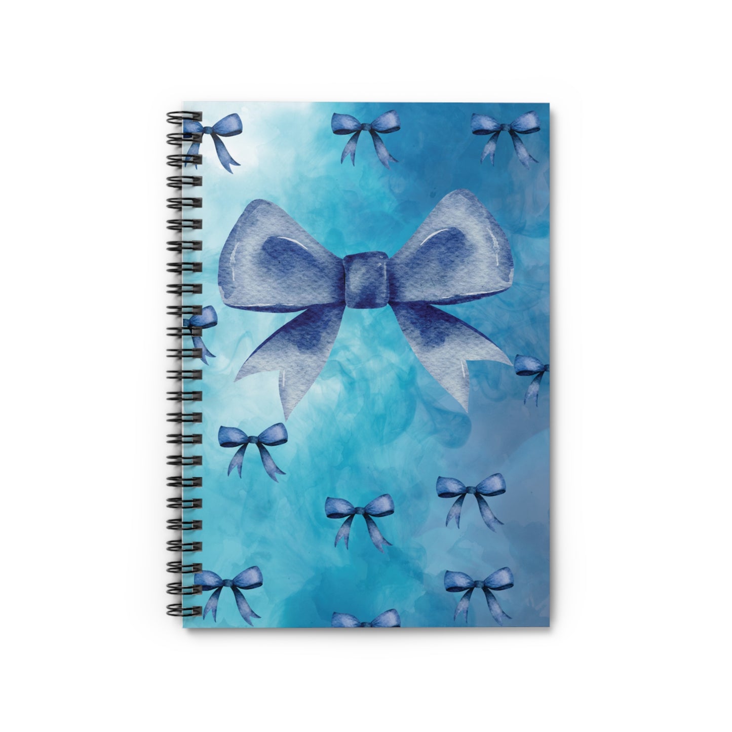 Elegant Floral Spiral Notebook - Blue Bows, Journal, Sketchbook, Gift for Her, Back to School, Stationery