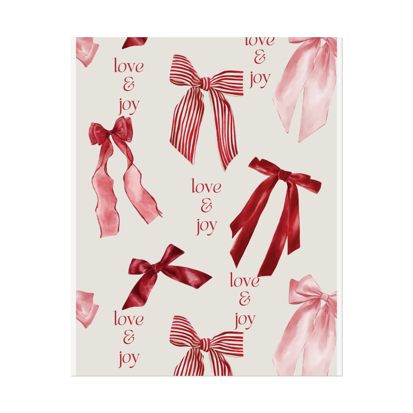 Festive Rolled Posters Featuring 'Love & Joy' Ribbon Design | Wall Art for Holidays, Home Decor, Gift Ideas, Christmas, Celebration