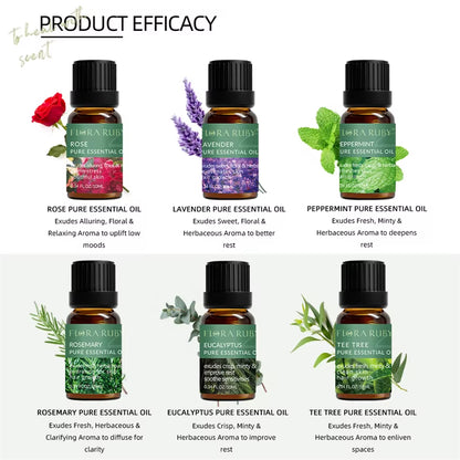 Essential Oils for Diffusers Lavender Eucalyptus Tea Tree Peppermint Rosemary Mint Bergamot Lemon Rose Pure Essential Oil 10Ml