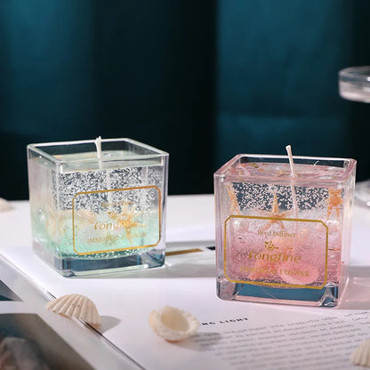 Fantastic Gel Wax Scented Candles Seashell Starfish Glass Cup Aromatherapy Candle Smokeless Romantic Wedding Candles Home Decor